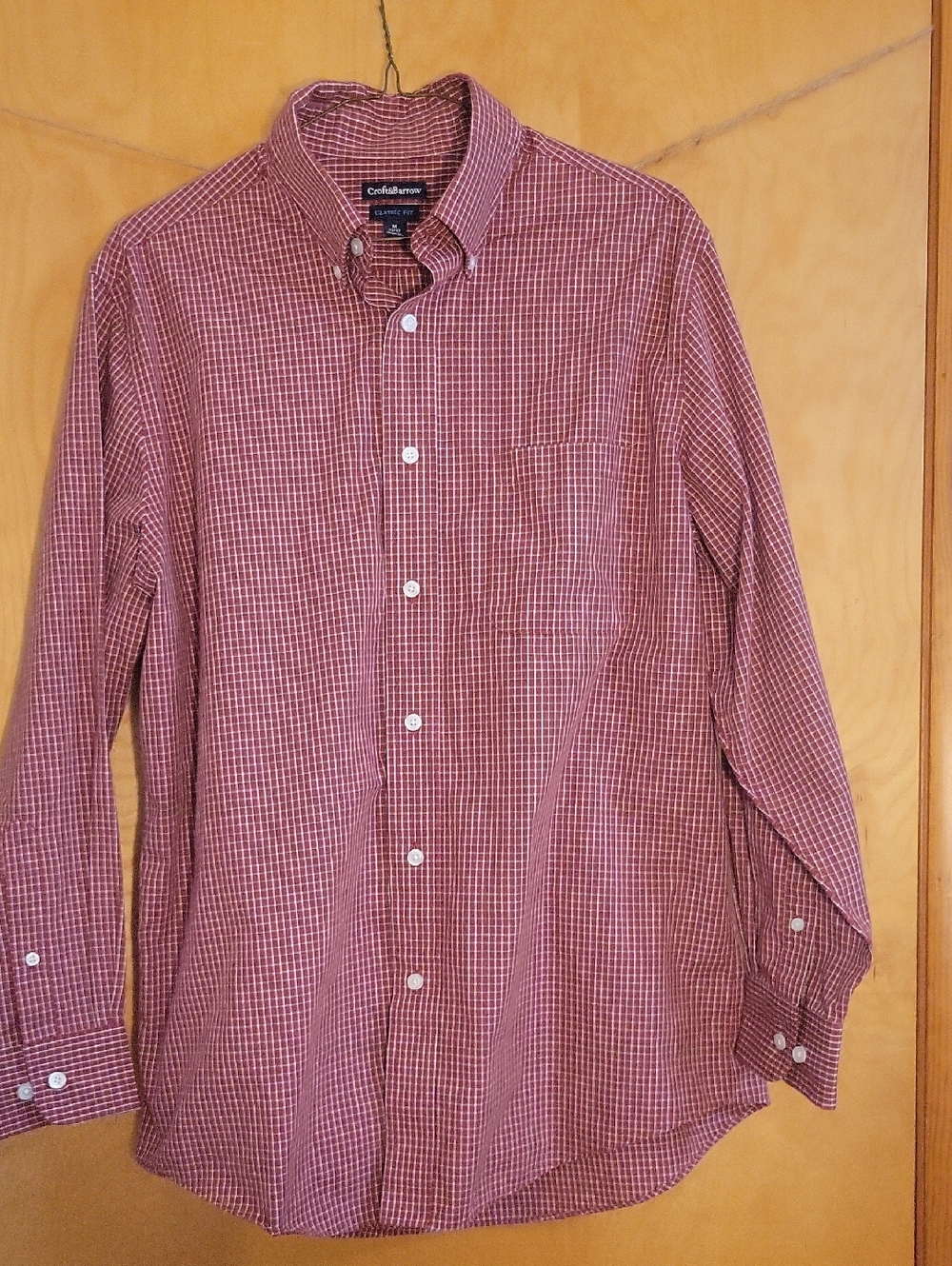 Croft & Barrow Classic Fit Men's Burgundy Small-Check Button-Down Shirt